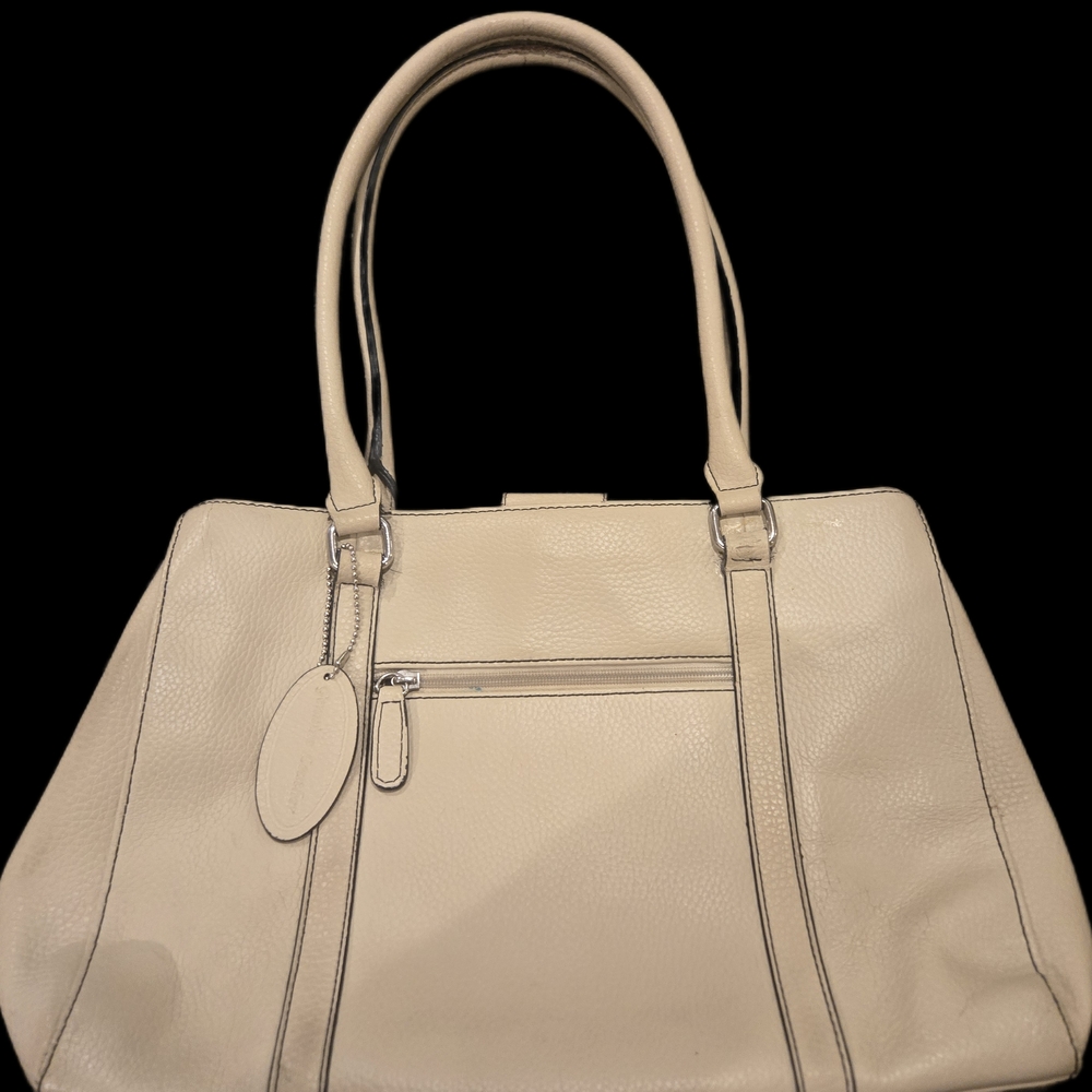 Wilsons Leather Genuine Pebbled Leather Cream Tote Shoulder Bag